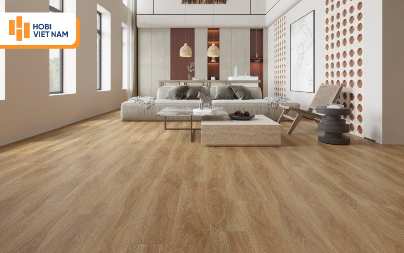 Sàn nhựa SPC flooring tông sáng giúp mở rộng không gian nhỏ