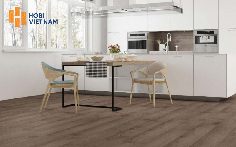 Tấm sàn Vinyl lát phòng bếp phong cách hiện đại