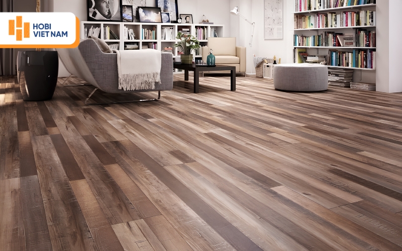 Sàn vinyl vân gỗ tone nậu đậm