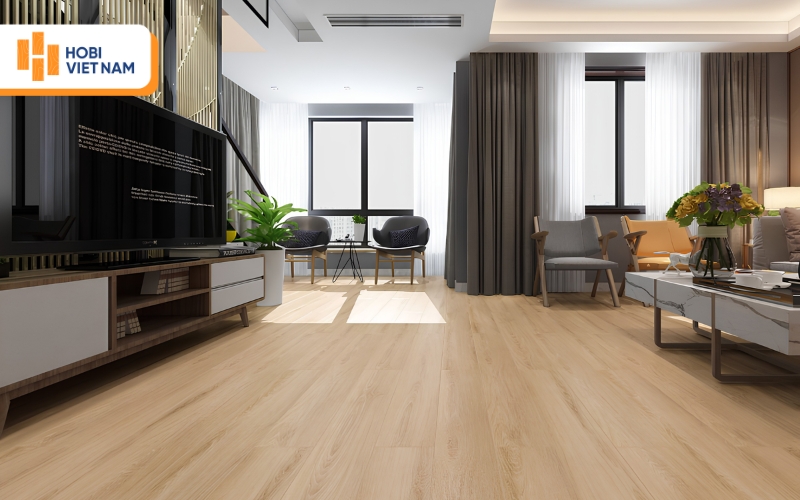 Sàn nhựa vân gỗ vinyl màu vàng sồi