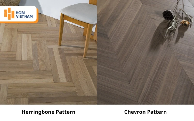 Sàn Herringbone Pattern và sàn Chevron Pattern