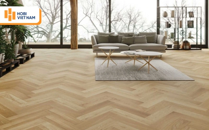 Sàn xương cá giả gỗ bền đẹp, phù hợp nhiều phong cách nội thất