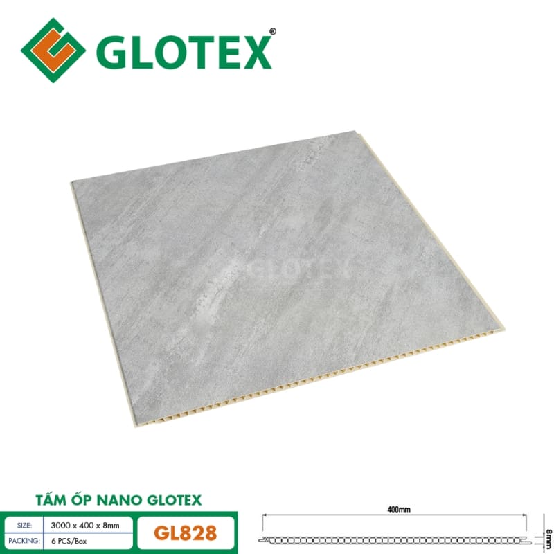 Tấm ốp Nano Glotex GL828 tông màu xám bê tông hiện đại