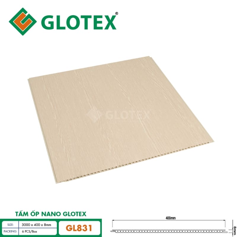 Tấm ốp Nano Glotex GL831 với sắc kem sáng nhẹ nhàng và thanh lịch