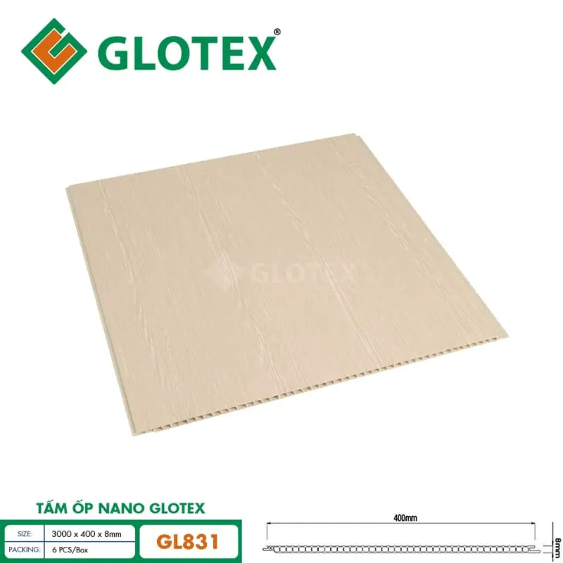 Tấm ốp Nano Glotex GL831 với sắc kem sáng nhẹ nhàng và thanh lịch