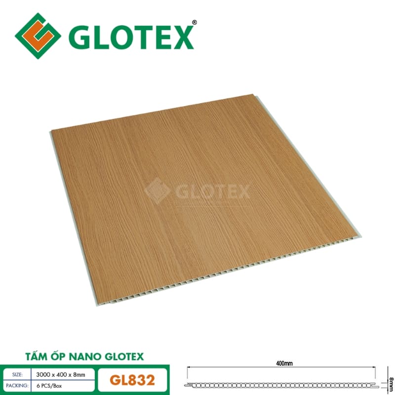 Tấm ốp Nano Glotex GL832 sắc vàng sồi thanh lịch và hiện đại