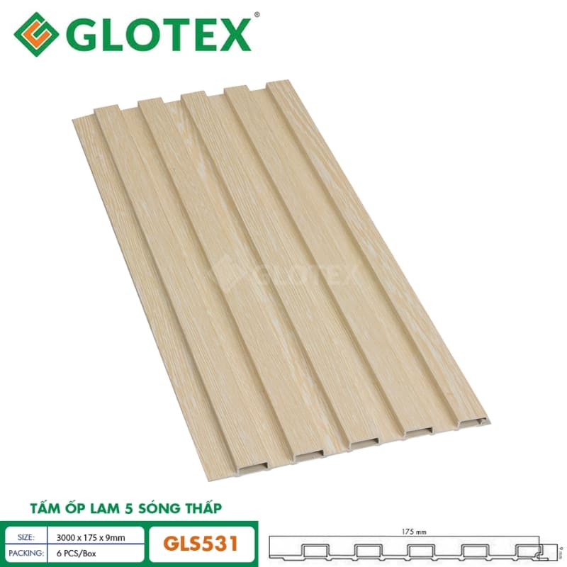 Tấm ốp lam 5 sóng thấp GLS531 sở hữu sắc kem sáng nhẹ nhàng, thanh lịch