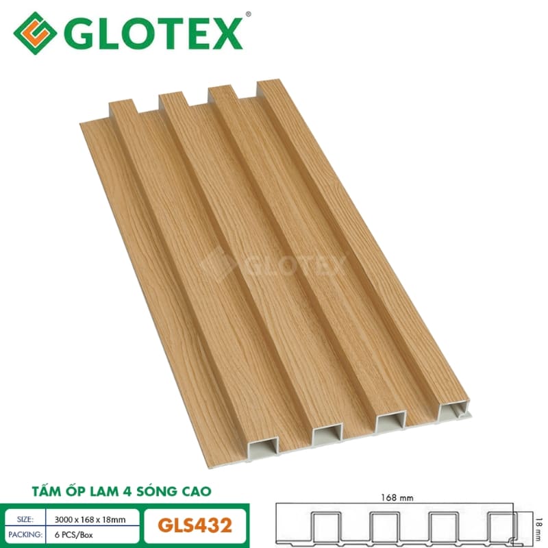 Tấm ốp lam 4 sóng cao GLS432 mang tông màu vàng sồi sáng tự nhiên và trẻ trung