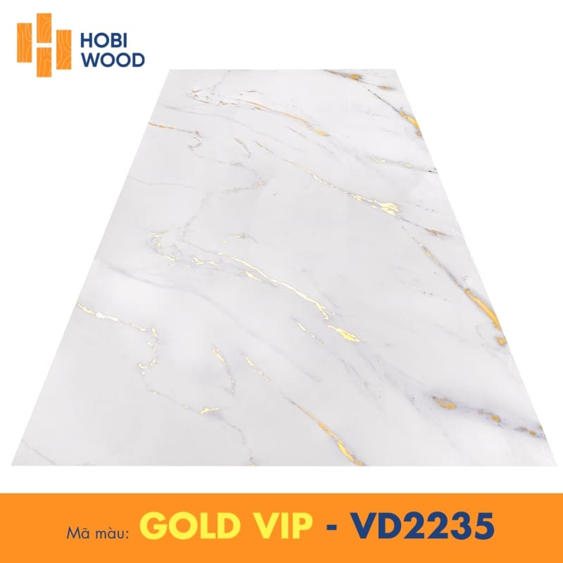 Mã màu VD2235 mang vẻ đẹp đẳng cấp nhờ các đường vân vàng kim trên nền trắng tinh khiết
