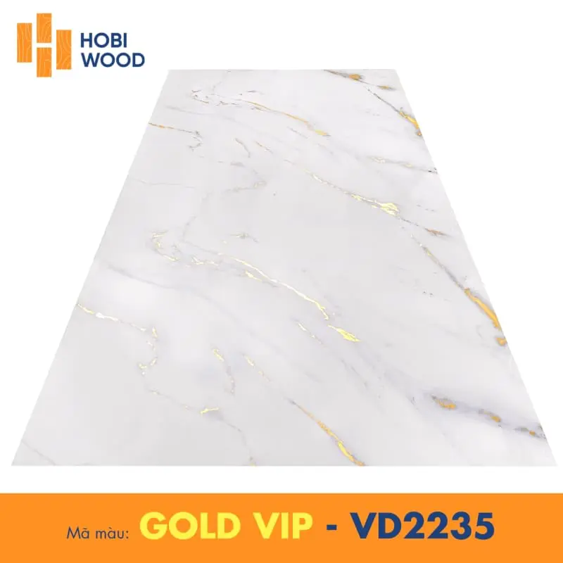Mã màu VD2235 mang vẻ đẹp đẳng cấp nhờ các đường vân vàng kim trên nền trắng tinh khiết
