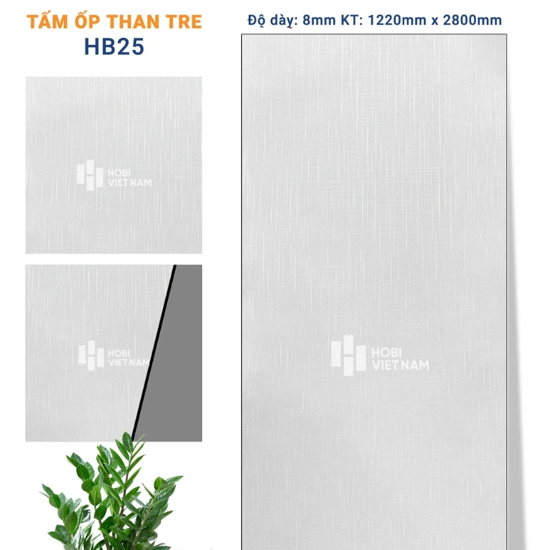 Tấm ốp than tre HB25 vân vải tinh tế cho không gian sống hiện đại