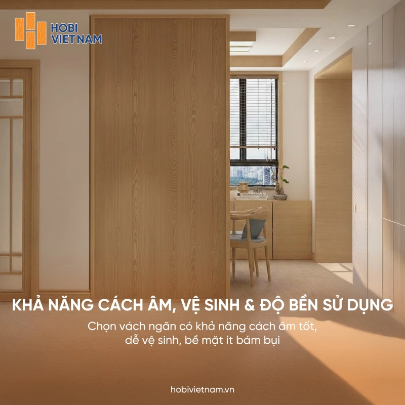Nên chọn vách ngăn có khả năng cách âm tốt, bề mặt ít bám bụi và dễ vệ sinh
