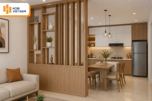 25+ mẫu vách ngăn phòng khách và bếp đẹp, hiện đại, xu hướng 2026