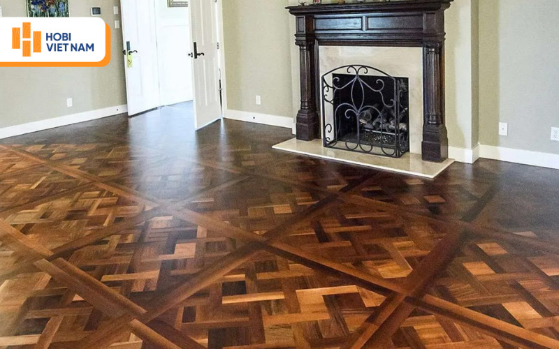 Mẫu sàn gỗ hoa văn Versailles phong cách hoàng gia Pháp