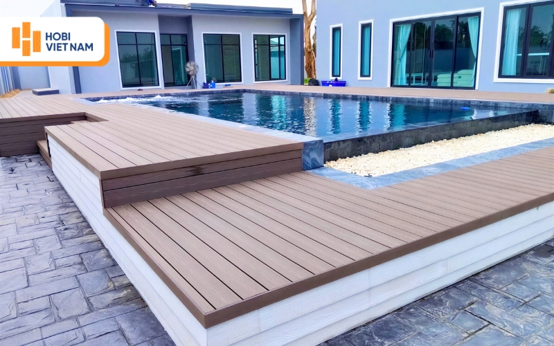 Sàn gỗ hồ bơi ngoài trời có khả năng chống ẩm và trơn trượt tốt