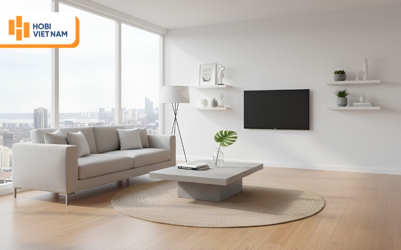 Sàn gỗ Hobi Black phòng khách bền đẹp, sang trọng và hiện đại