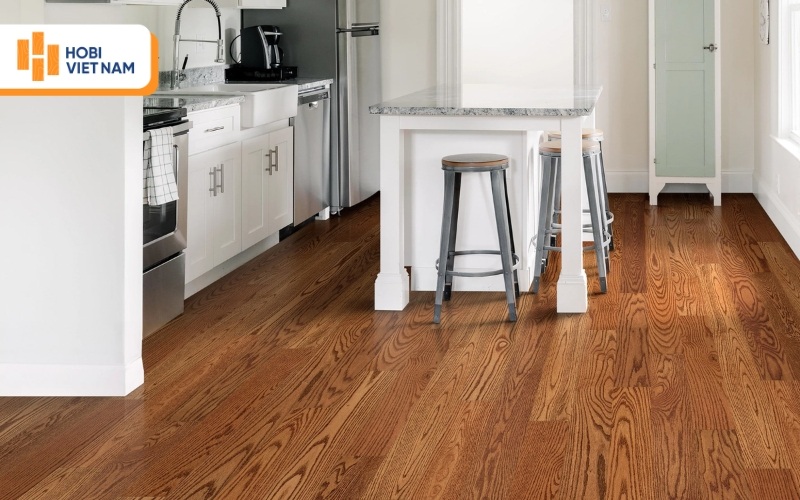 Sàn gỗ kỹ thuật vân gỗ tự nhiên cho căn bếp