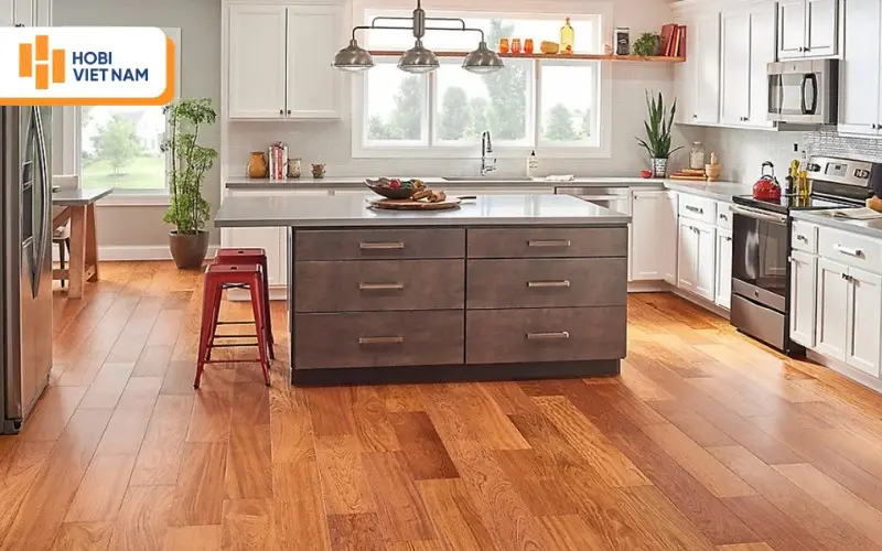 Sàn gỗ phong cách hiện đại cho nhà bếp