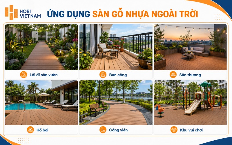 Sàn WPC phù hợp với nhiều công trình ngoại thất