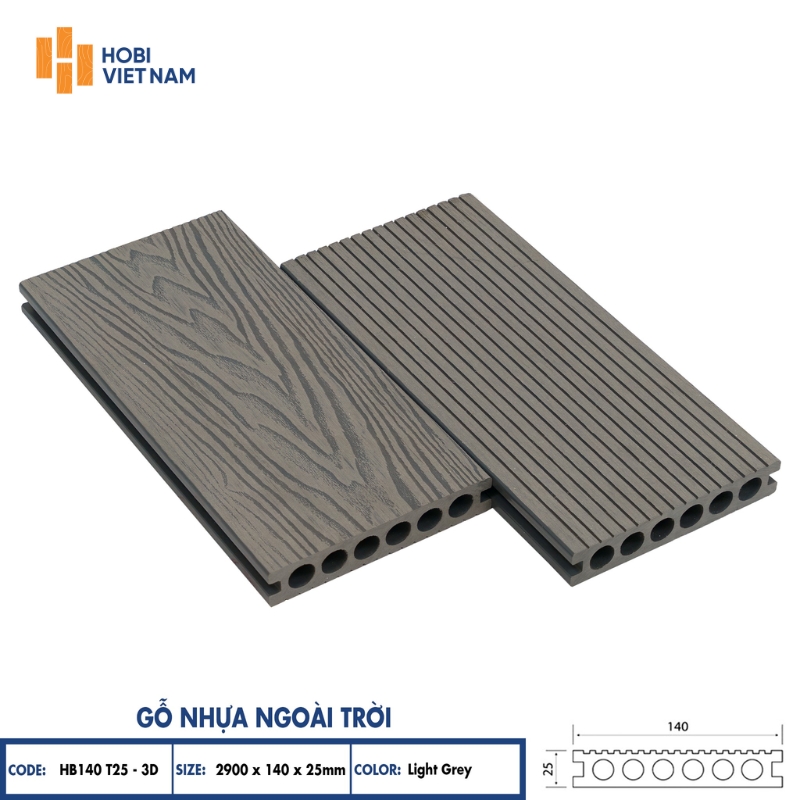 Kích thước sàn gỗ nhựa ngoài trời phổ biến