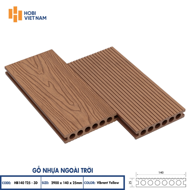 Sàn gỗ nhựa dạng thanh rỗng ruột lỗ tròn