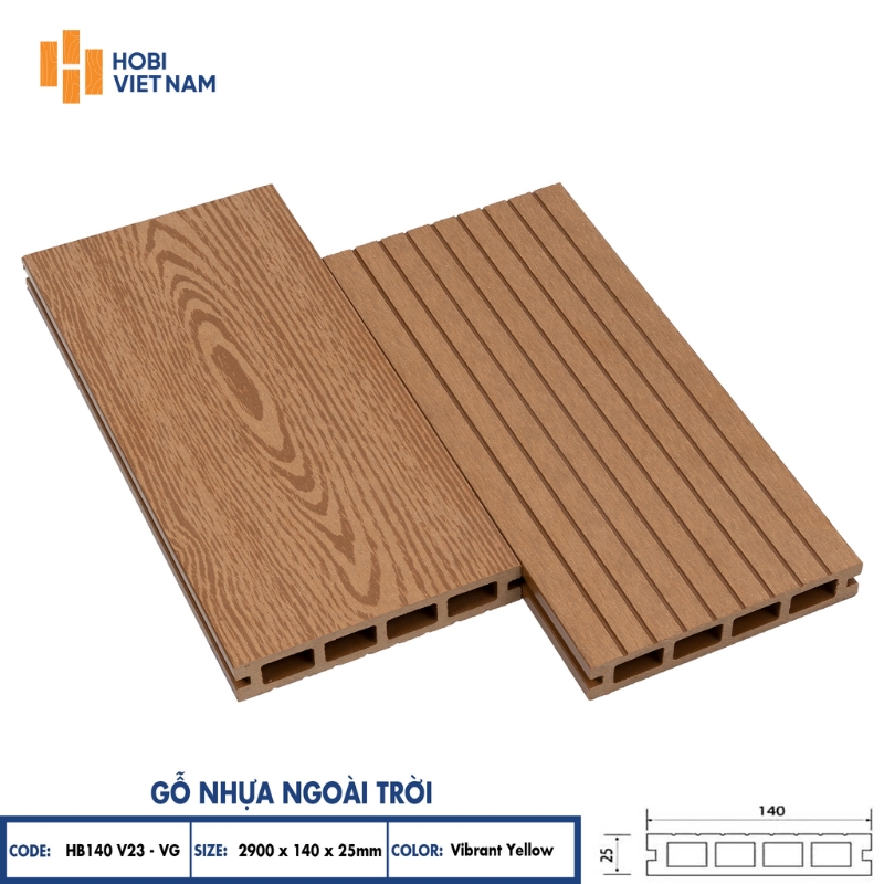 Sàn gỗ nhựa dạng thanh rỗng ruột lỗ vuông