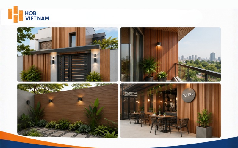 Tấm ốp gỗ nhựa ngoài trời ứng dụng được trong nhiều hạng mục ngoại thất