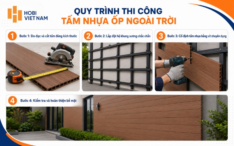 Hướng dẫn thi công tấm nhựa ốp ngoài trời