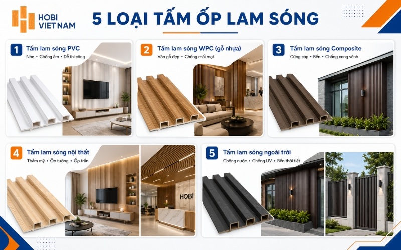 Phân loại tấm ốp lam sóng theo chất liệu