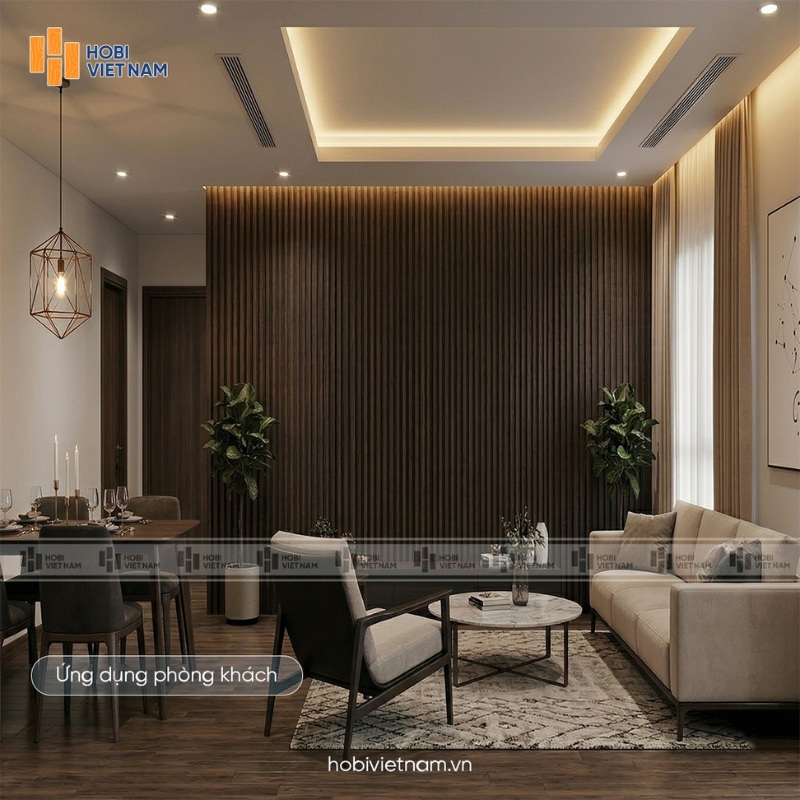 Tấm lam sóng ốp tường phòng khách