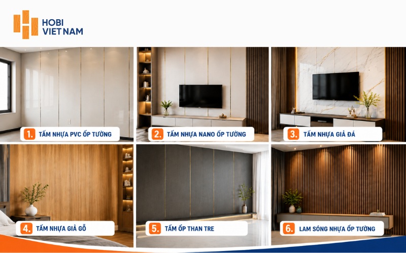 Các loại tấm ốp tường nhựa đang được sử dụng phổ biến