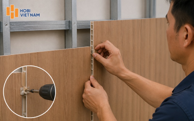 Lắp đặt các hèm ăn khớp hoàn toàn, tránh làm gãy hoặc biến dạng phần khóa