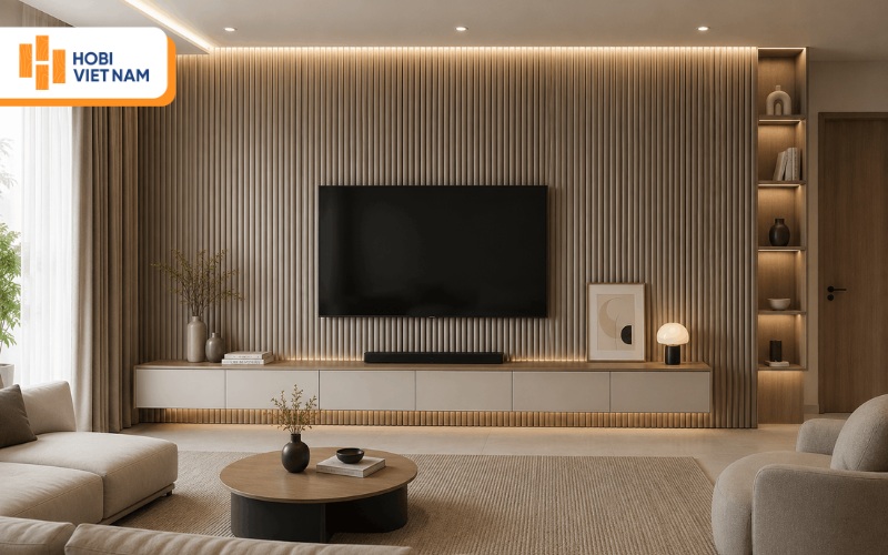 Lam sóng tròn ốp vách TV