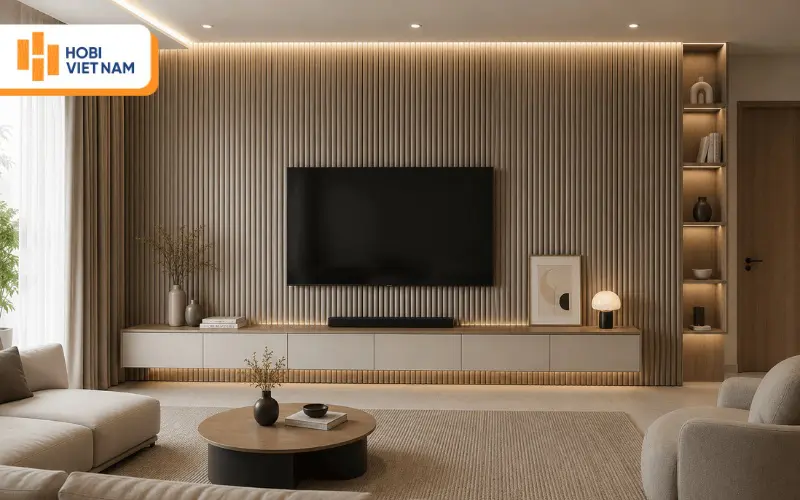 Lam sóng tròn ốp vách TV