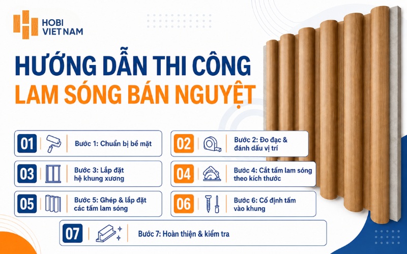 Các bước thi công lam sóng bán nguyệt