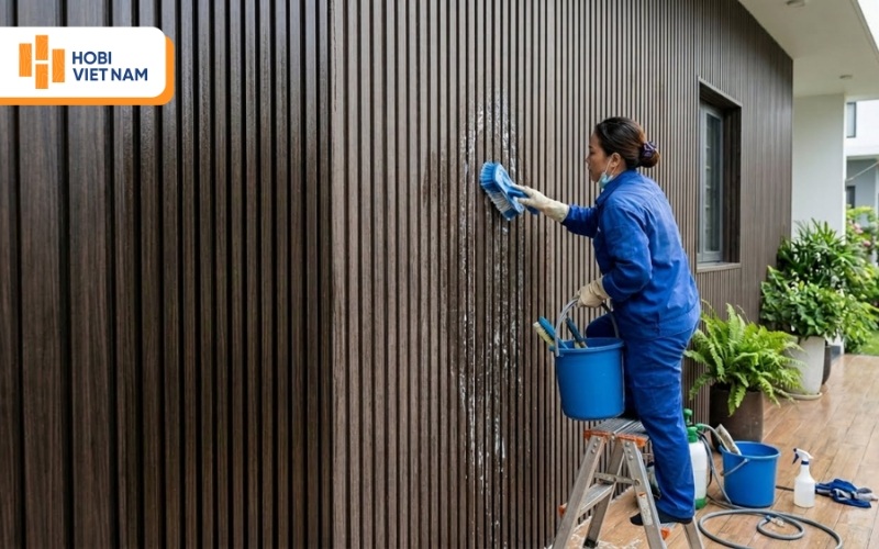 Vệ sinh định kỳ giúp lam sóng sạch đẹp, hạn chế rêu mốc ngoài trời