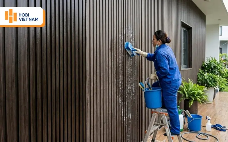 Vệ sinh định kỳ giúp lam sóng sạch đẹp, hạn chế rêu mốc ngoài trời