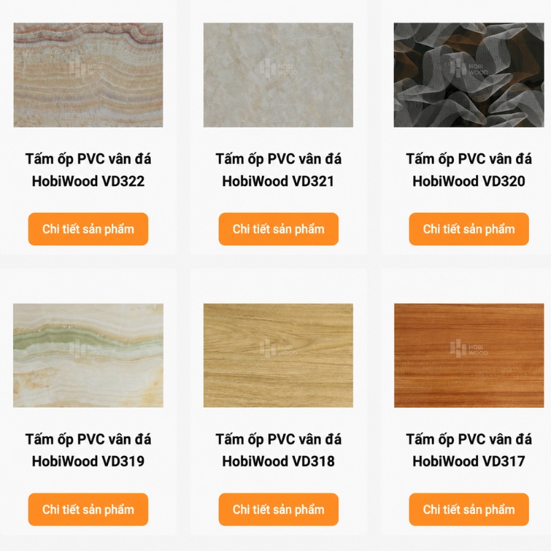 Bộ sưu tập tấm nhựa PVC vân đá tại Hobi