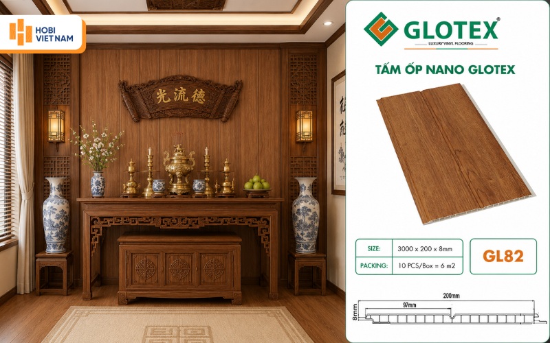 Tấm nhựa ốp tường phòng thờ nano
