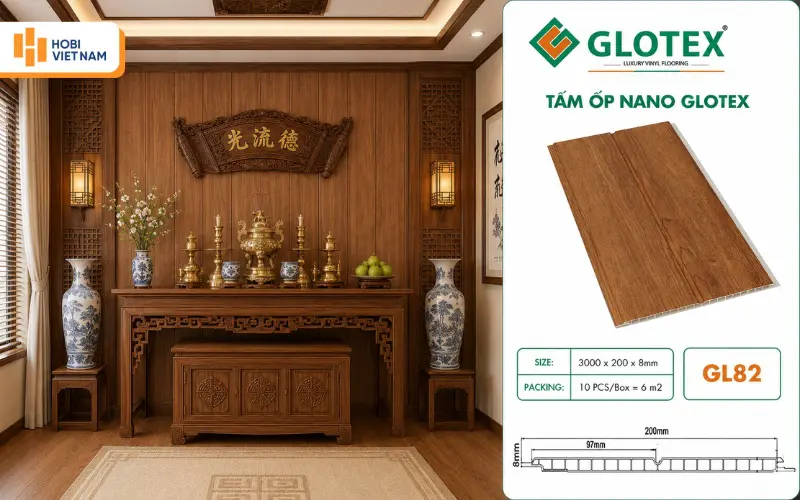Tấm nhựa ốp tường phòng thờ nano