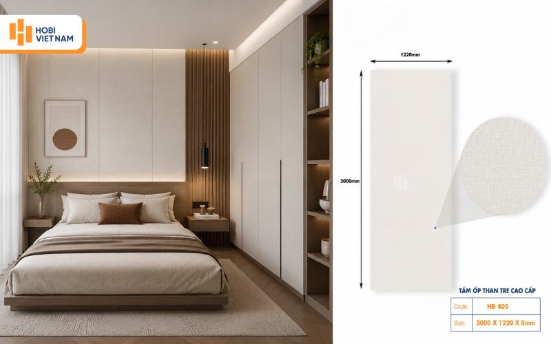 Tấm ốp phòng ngủ theo phong cách hiện đại đơn giản