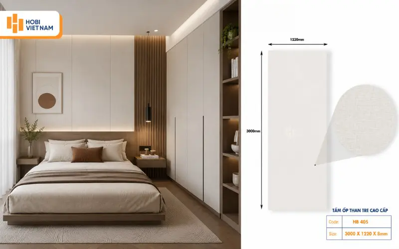 Tấm ốp phòng ngủ theo phong cách hiện đại đơn giản