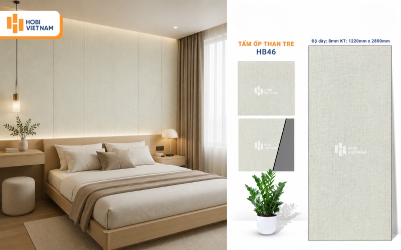 Tấm ốp than tre HB46 tinh tế cho không gian sống hiện đại