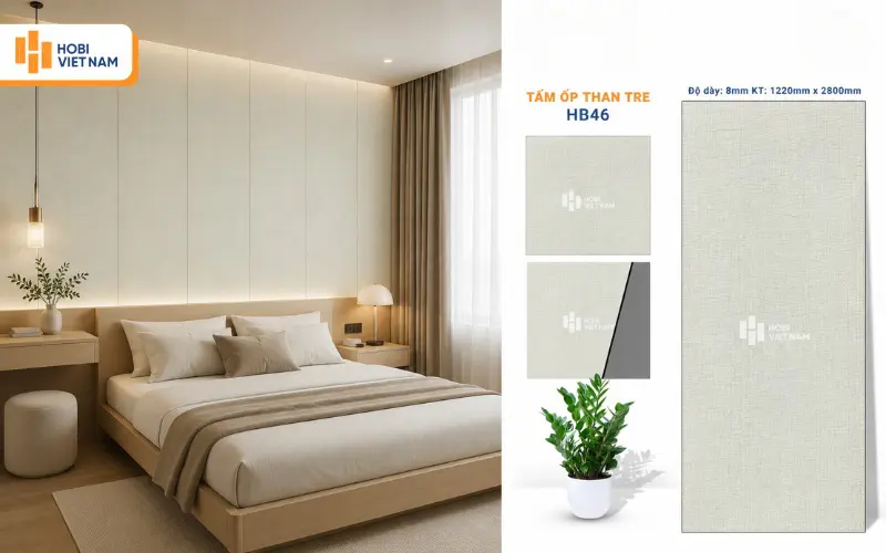 Tấm ốp than tre HB46 tinh tế cho không gian sống hiện đại