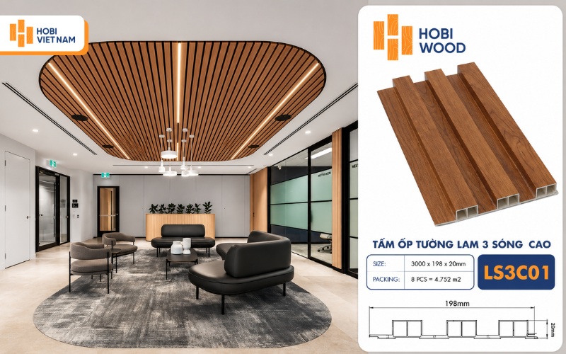 Tấm ốp trần lam 3 sóng cao mã LS3C01