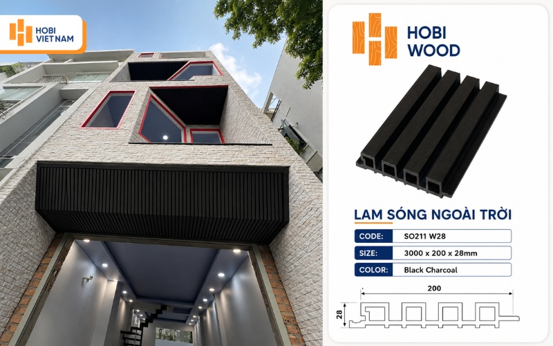 Tấm ốp trần lam sóng ngoài trời màu Black Charcoal