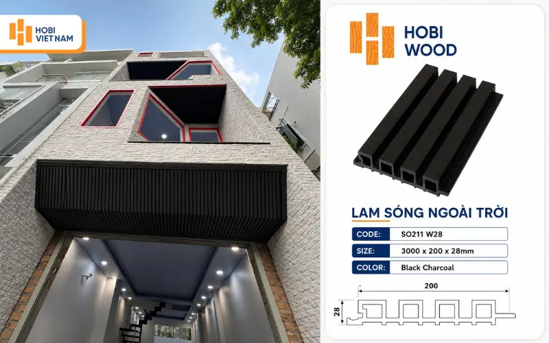 Tấm ốp trần lam sóng ngoài trời màu Black Charcoal