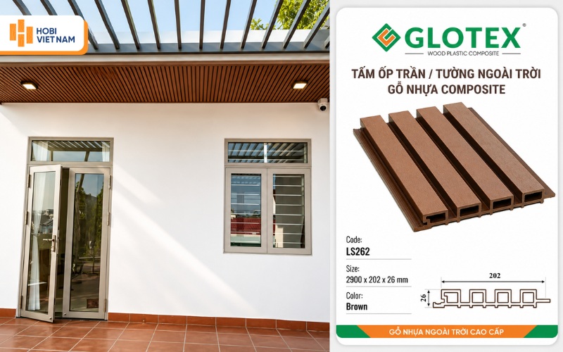 Tấm ốp trần gỗ nhựa ngoài trời màu Brown