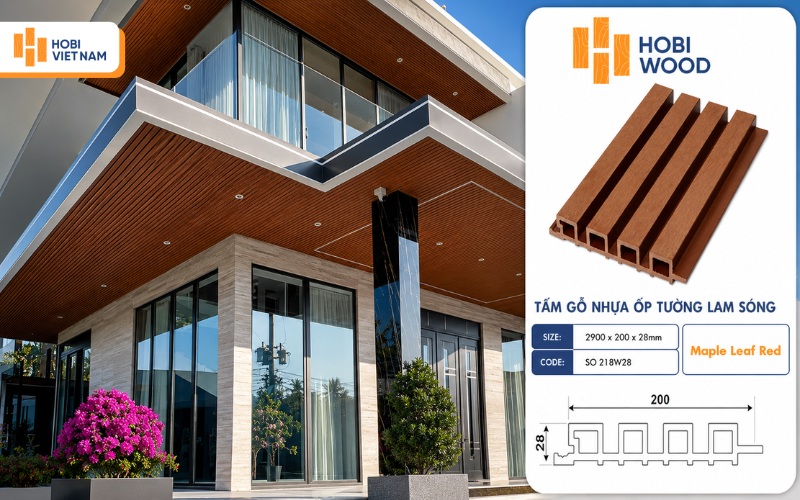 Tấm ốp trần gỗ nhựa composite màu Maple Leaf Red