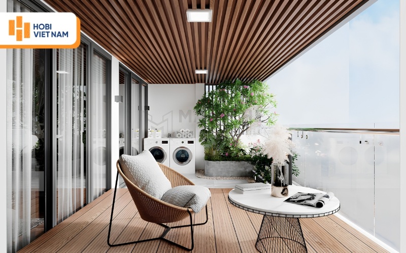 Trần lam sóng nhựa trang trí ban công chung cư đẹp